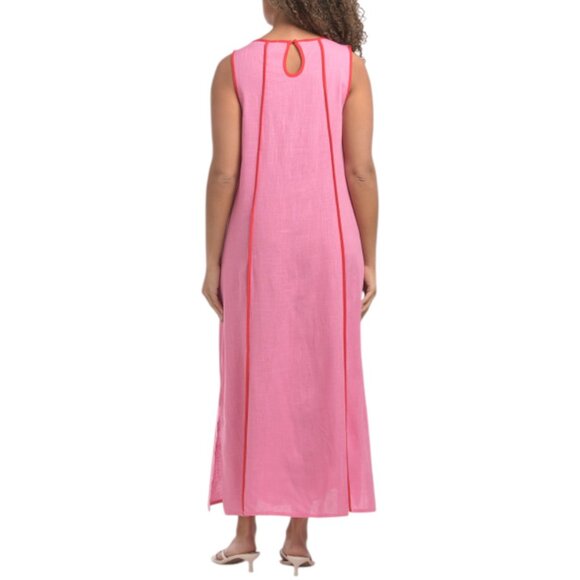 WHITE CLOSET Linen Blend Sleeveless Maxi Dress With Contrast Trim - Picture 2 of 3